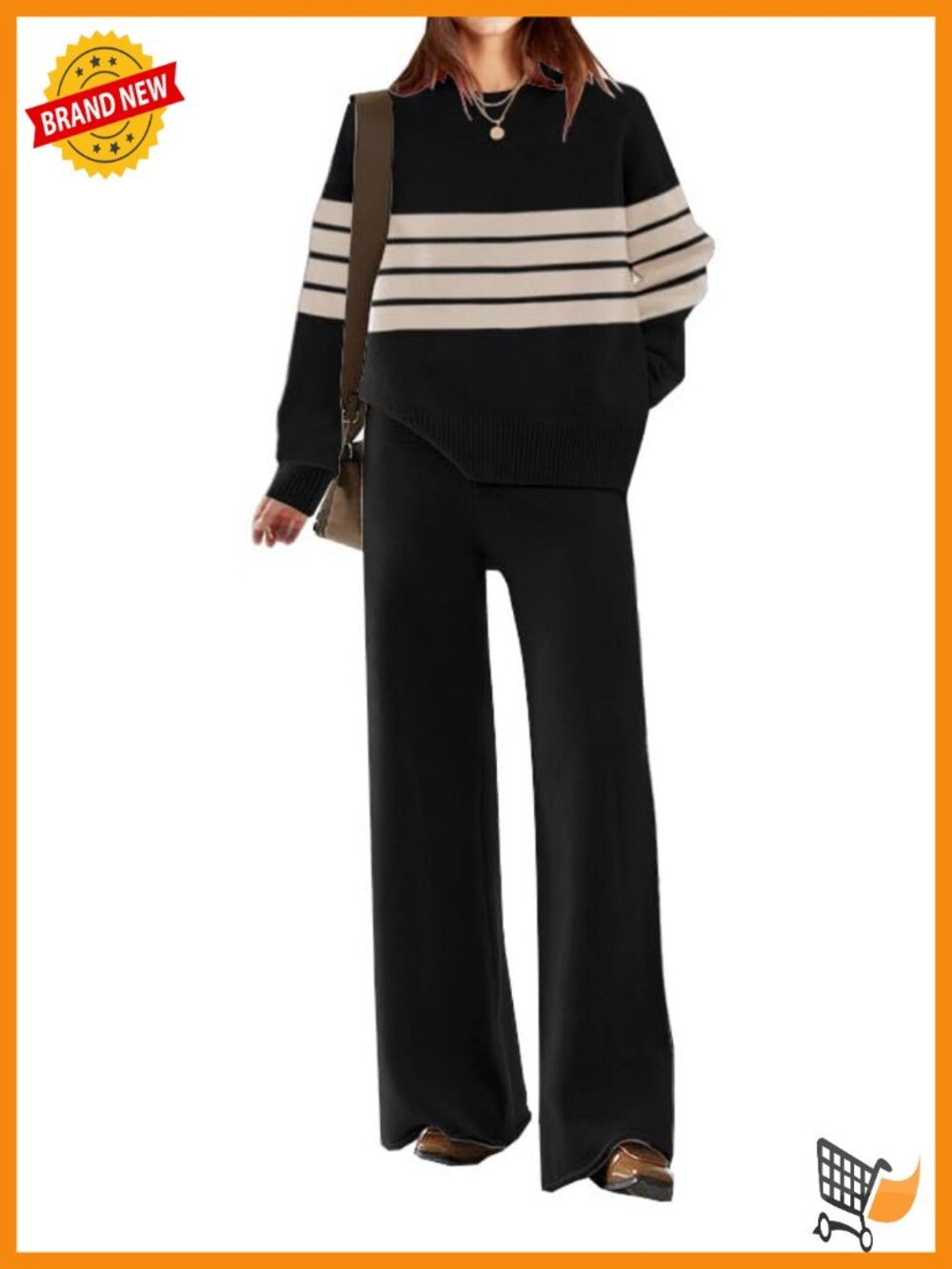Womens Knitted Sweater Set 2 Piece Lounge Outfit Wide Leg